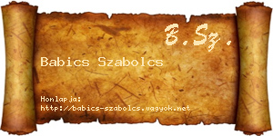 Babics Szabolcs névjegykártya